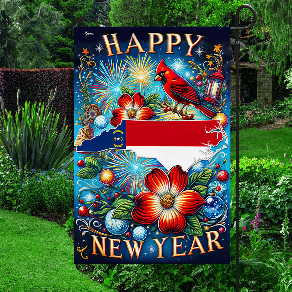 Bimipi  North Carolina Happy New Year Flag