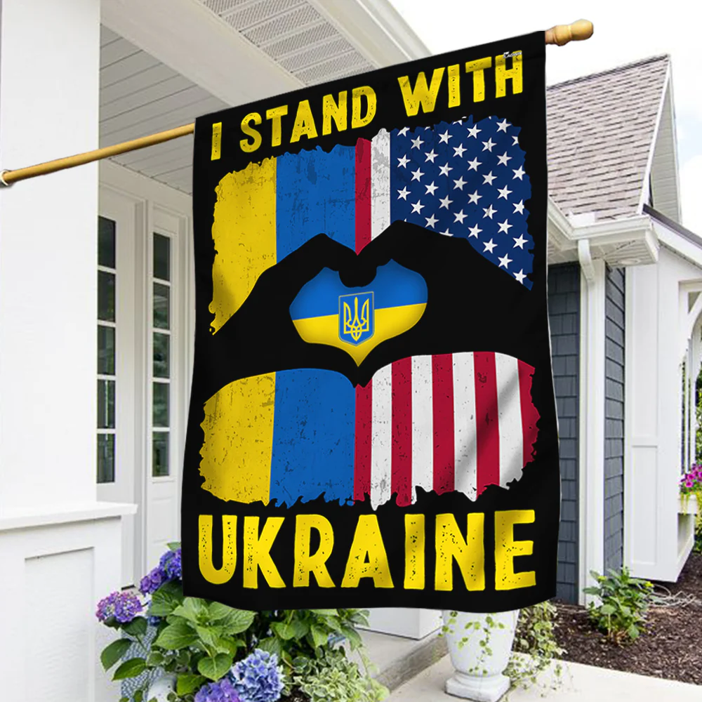 I Stand With Ukraine American American Flag