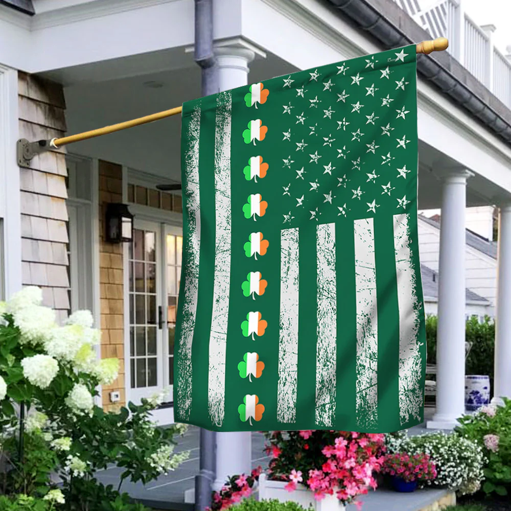 Three Clover Lucky Happy St. Patrick's Day American Flag