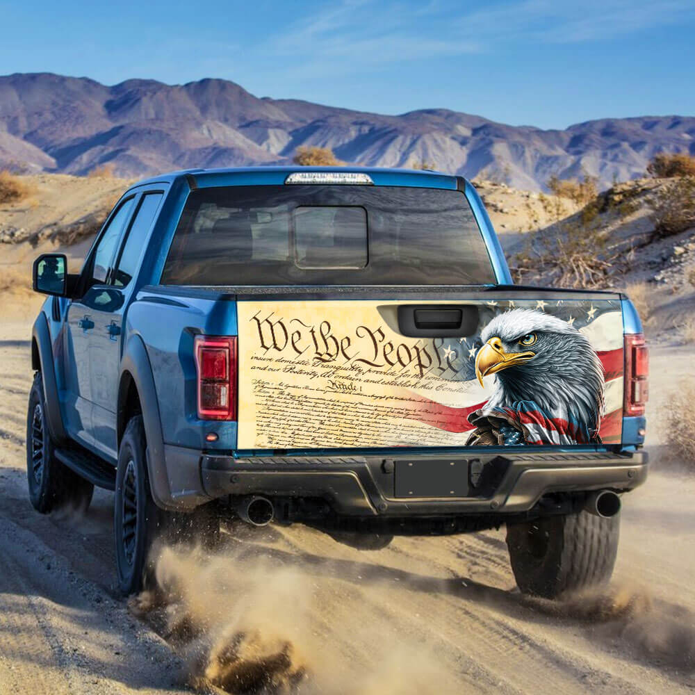 We The People. Patriotic American Eagle Truck Tailgate Decal Sticker Wrap