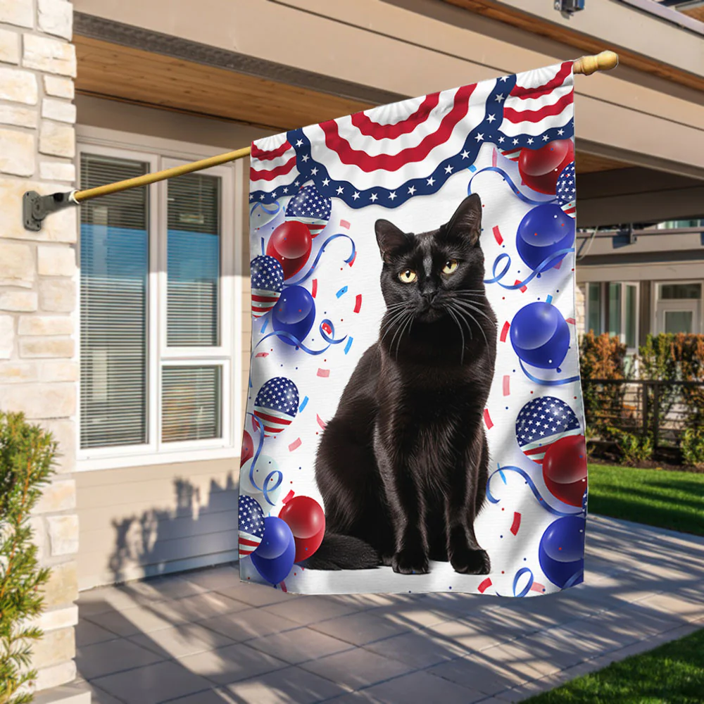 Bimipi American Flag - Patriotic Black Cat 4th Of july Independence Day Flag