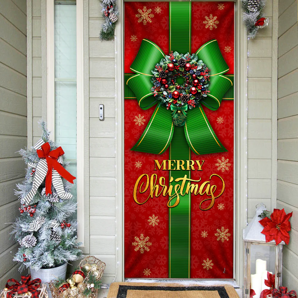 Christmas Bow Decoration Xmas Gift Box Door Cover