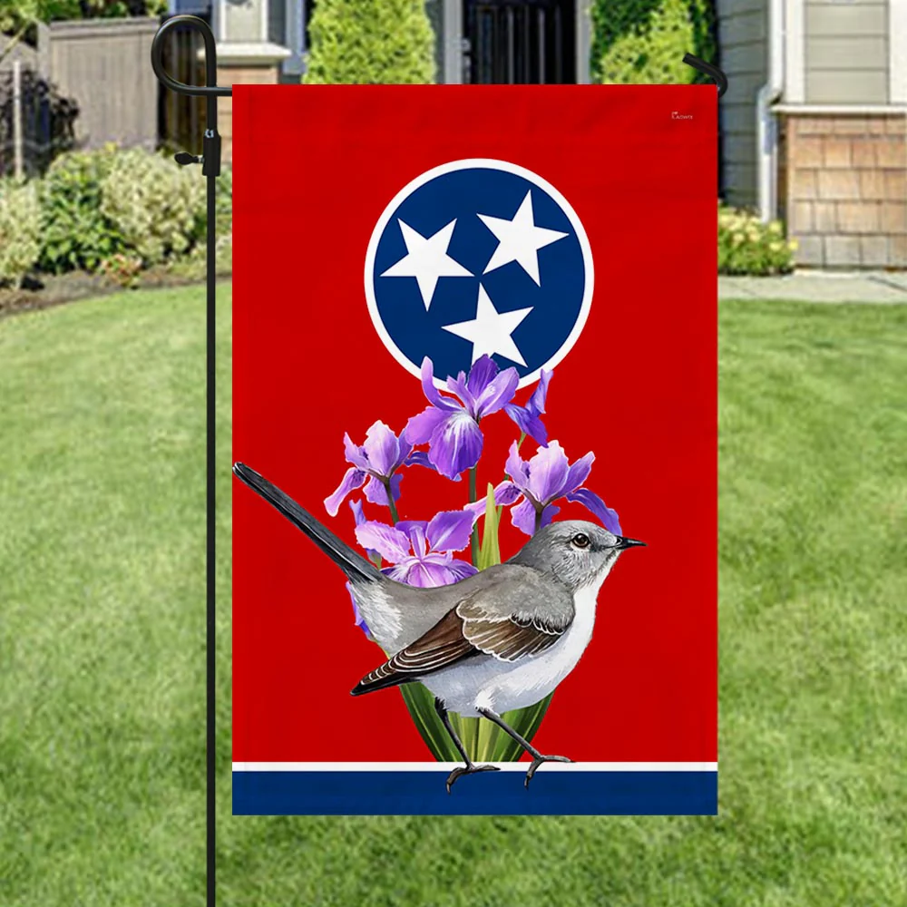 Tennessee Flag Mockingbird and Irises