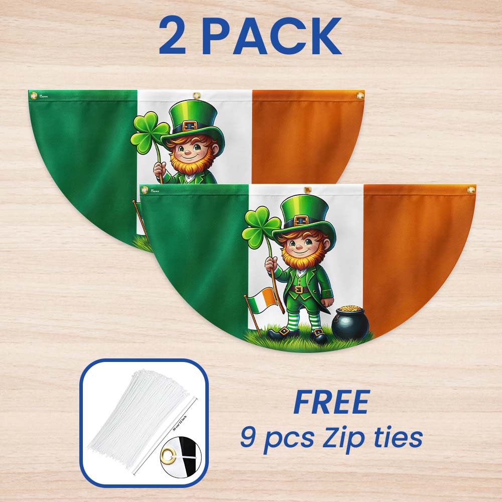 Saint Patrick’s Day Leprechaun Non-Pleated Fan Flag