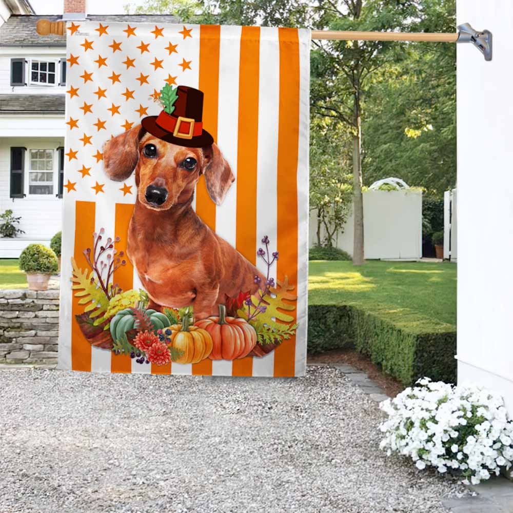 Halloween Dachshund American Flag Happy Thanksgiving Dachshund Flag