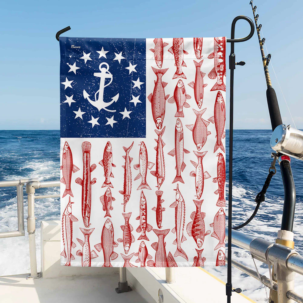 Fish American Flag – Patriotic Nautical Fishing Flag for Boats & Outdoor Display 🎣🇺🇸
