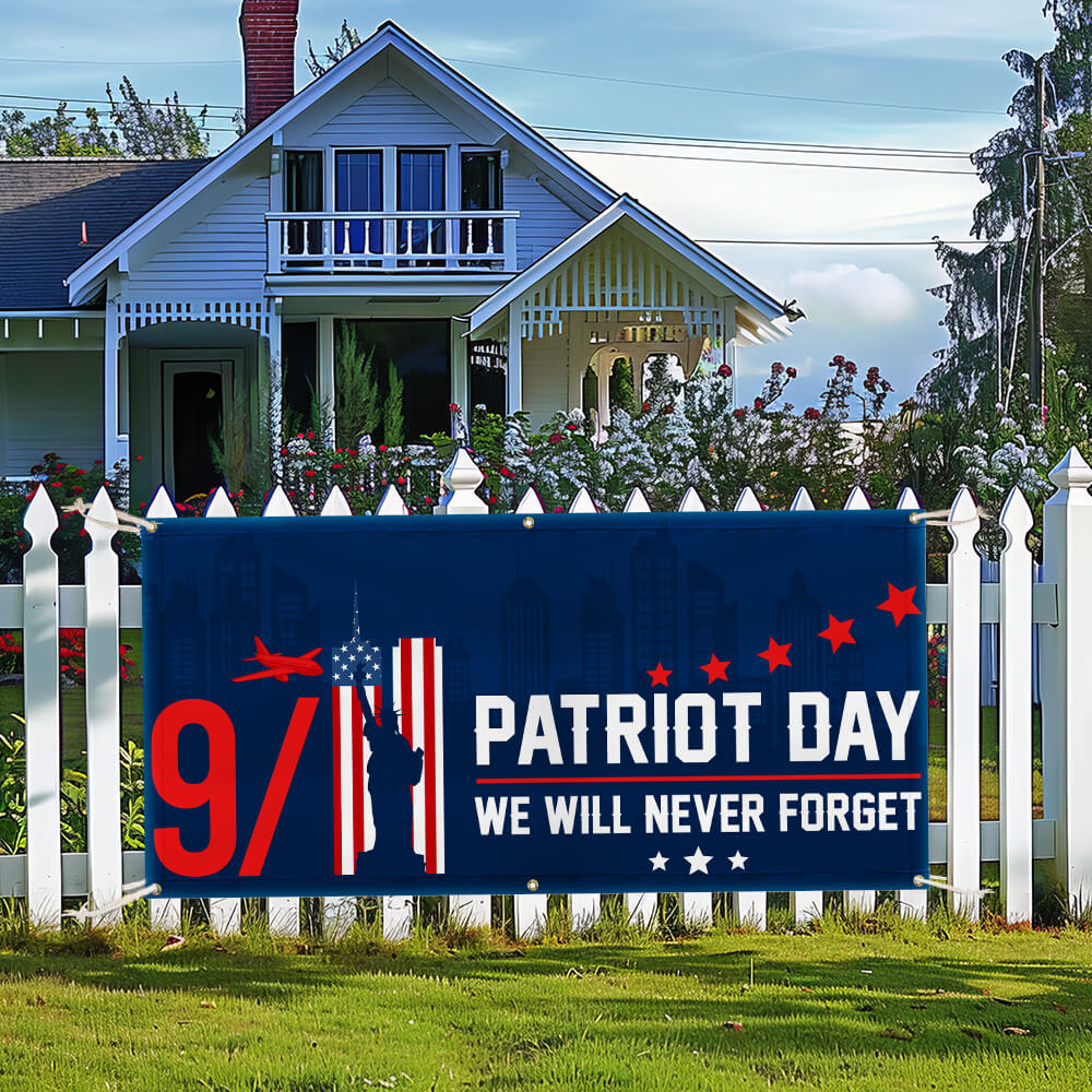 911 Patriot Day 9/11 September 11 Attacks Twin Towers Never Forget Fence Banner