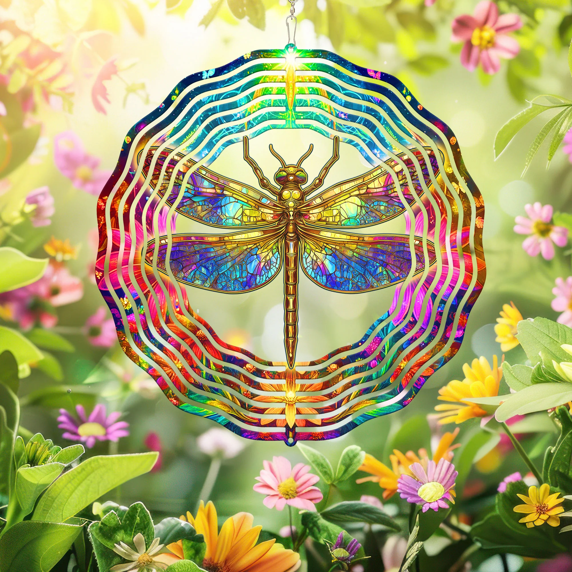Colorful Dragonfly Spring Wind Spinner 3-Day Shipping