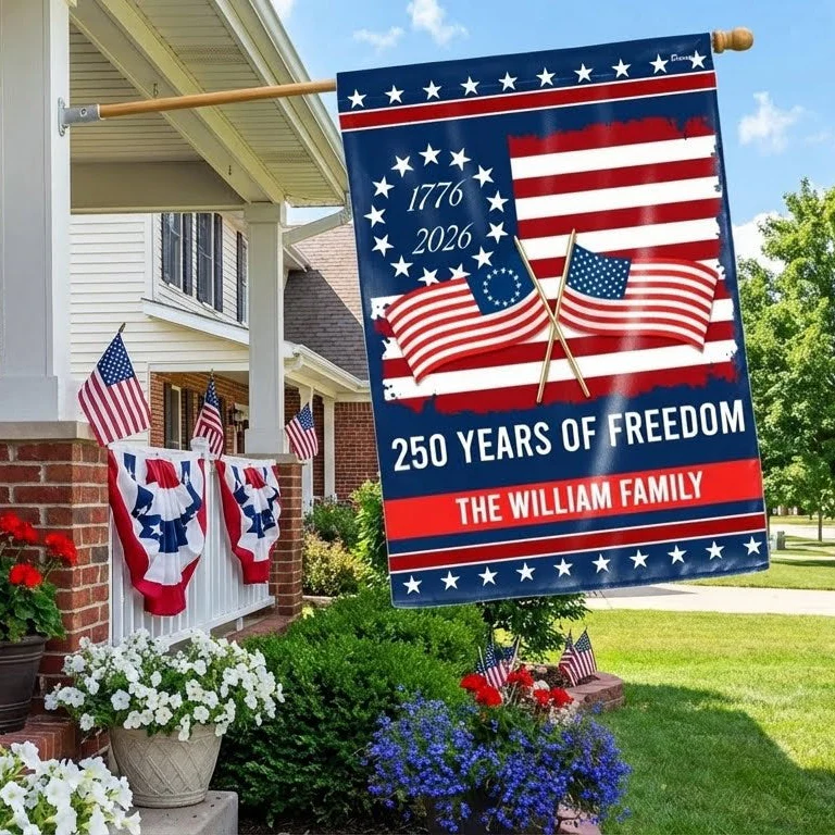 Personalized 250 Years of Freedom Flag, 250th Anniversary Decorative Flag