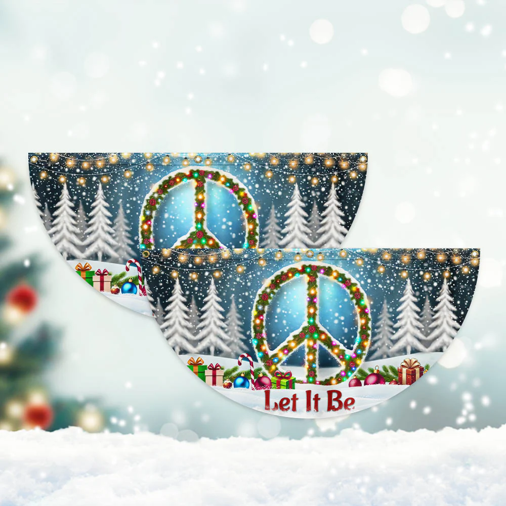 Hippie Christmas Let It be Non-Pleated Fan Flag