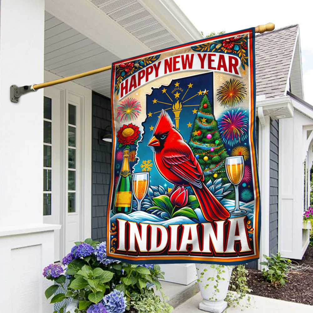 Bimipi  Indiana Happy New Year Flag