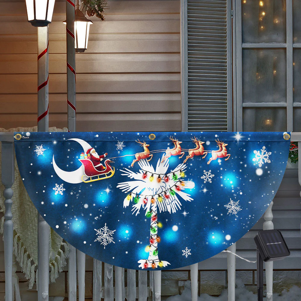 South Carolina Santa Christmas Palm Tree South Carolina Solar Led Fan Flag