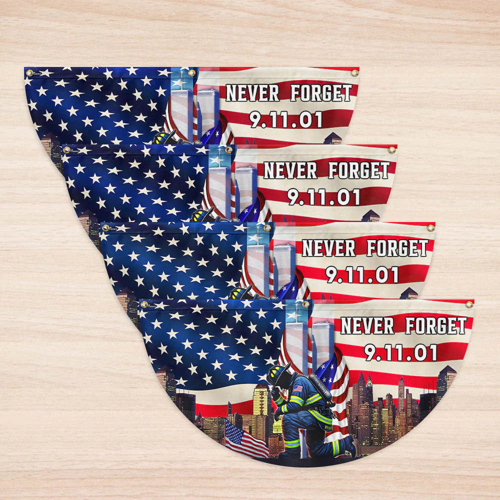 Never Forget September 11 Patriot Day 911 Non-Pleated Fan Flag