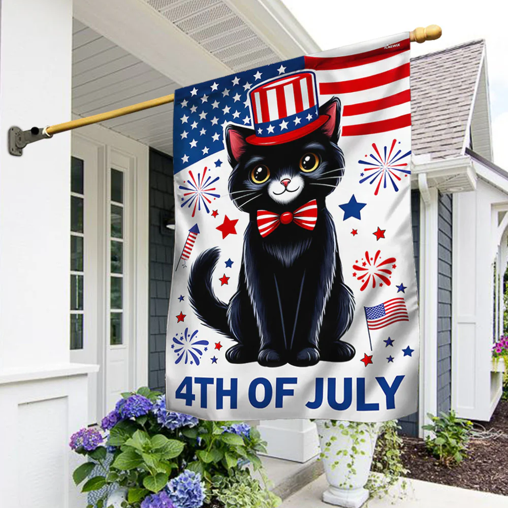 Bimipi American Flag - Black Cat Happy 4th Of july Independence Day Flag