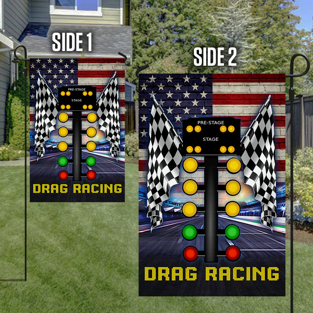 Drag Racing Checkered Flag, Hot Rod Garage Wall Decor Banner, American Muscle Car Racing Flag,