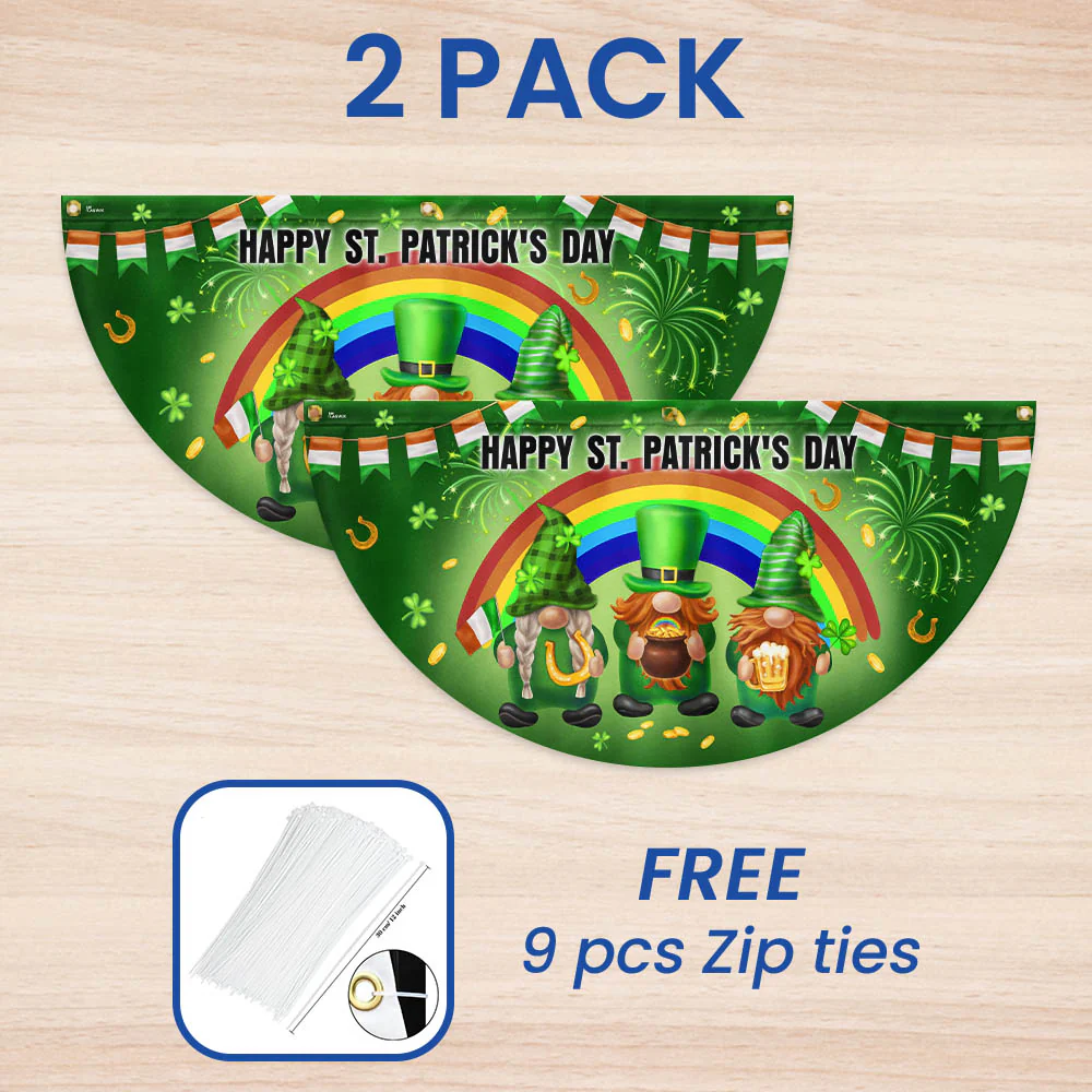 Irish Gnomes Happy St. Patrick's Day Irish Non-Pleated Fan Flag