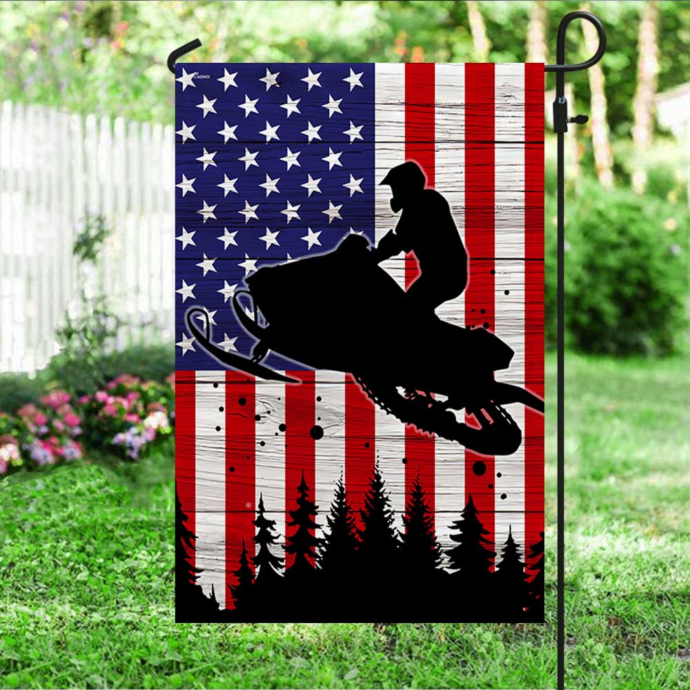 Snowmobile American Flag