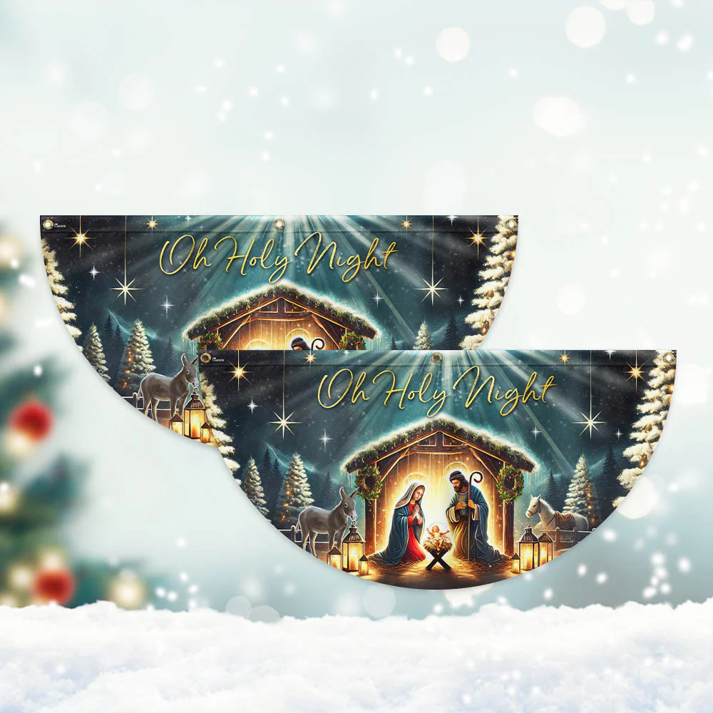 Christmas Nativity Of Jesus Christ Holy Night Non-Pleated Fan Flag  3-Day Shipping