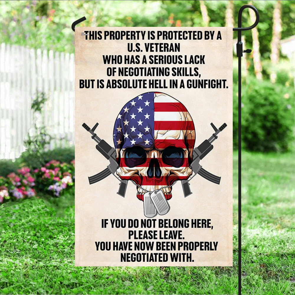 U.S. Veteran Military Skull American Flag