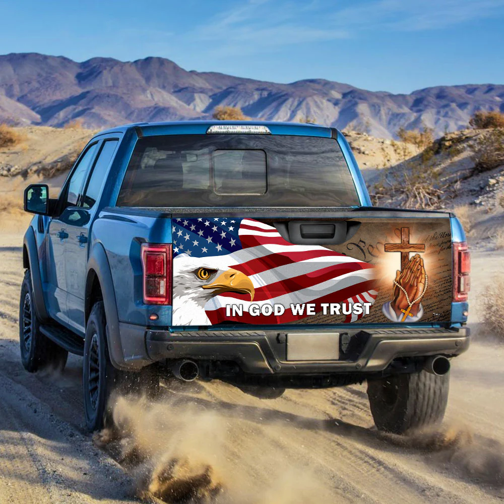 American Eagle In God We Trust Truck Tailgate Decal