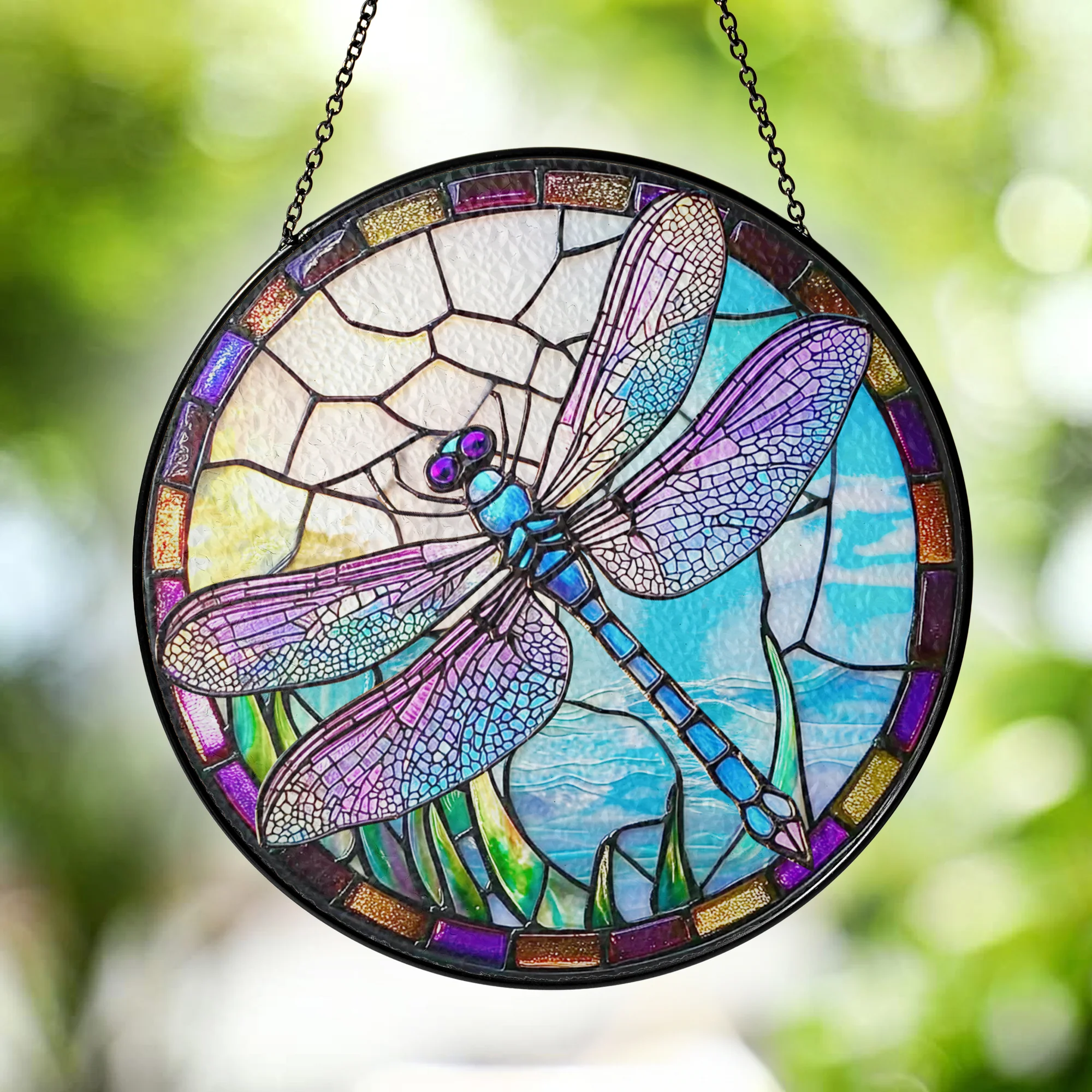 Dragonfly Spring Stained Glass Suncatcher