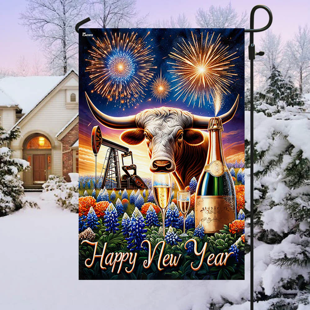 Bimipi  Texas Longhorn Happy New Year Flag