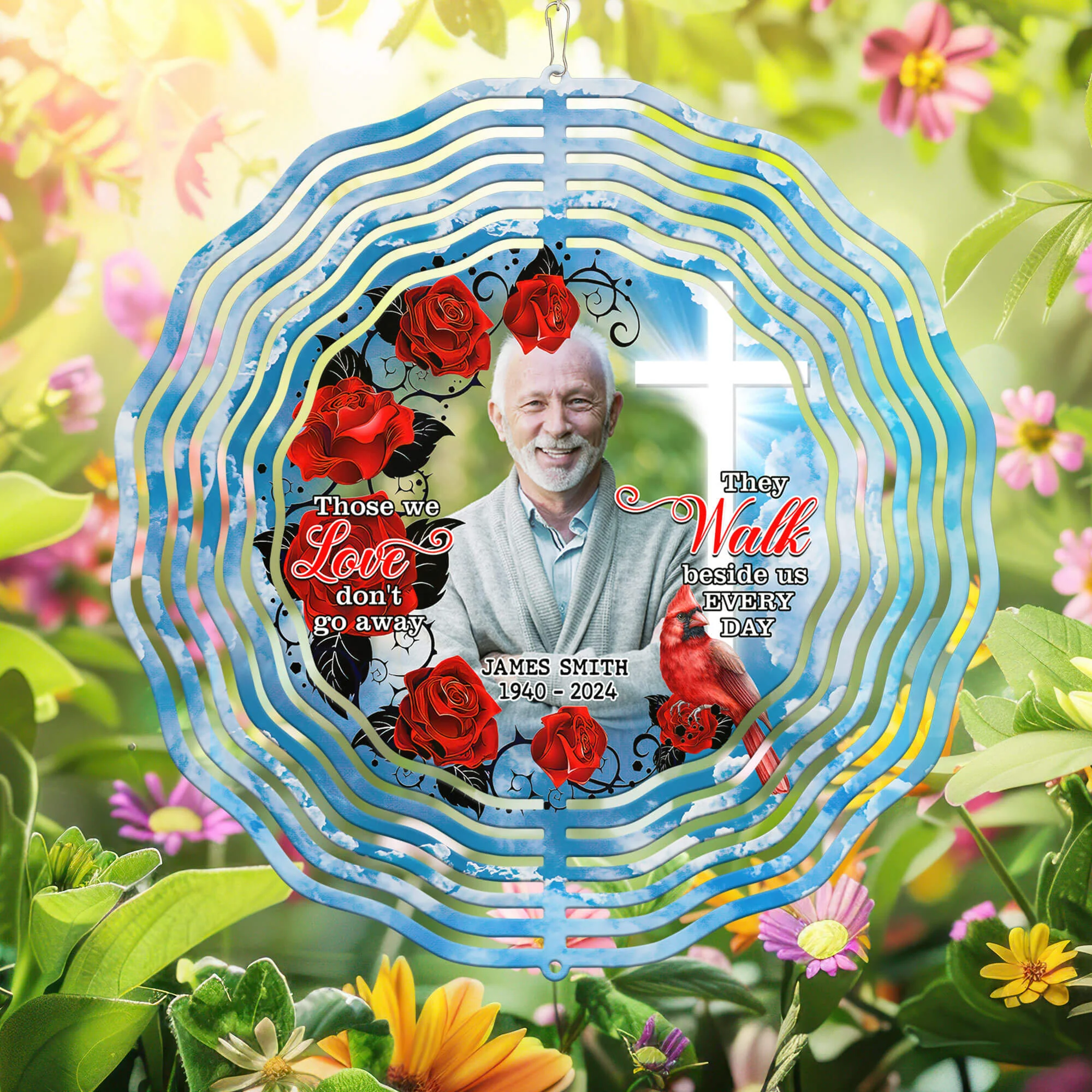 Personalized In Memory Of A Beloved One In Heaven, For Mom, Dad, Grandma, Grandpa Cardinal Wind Spinner