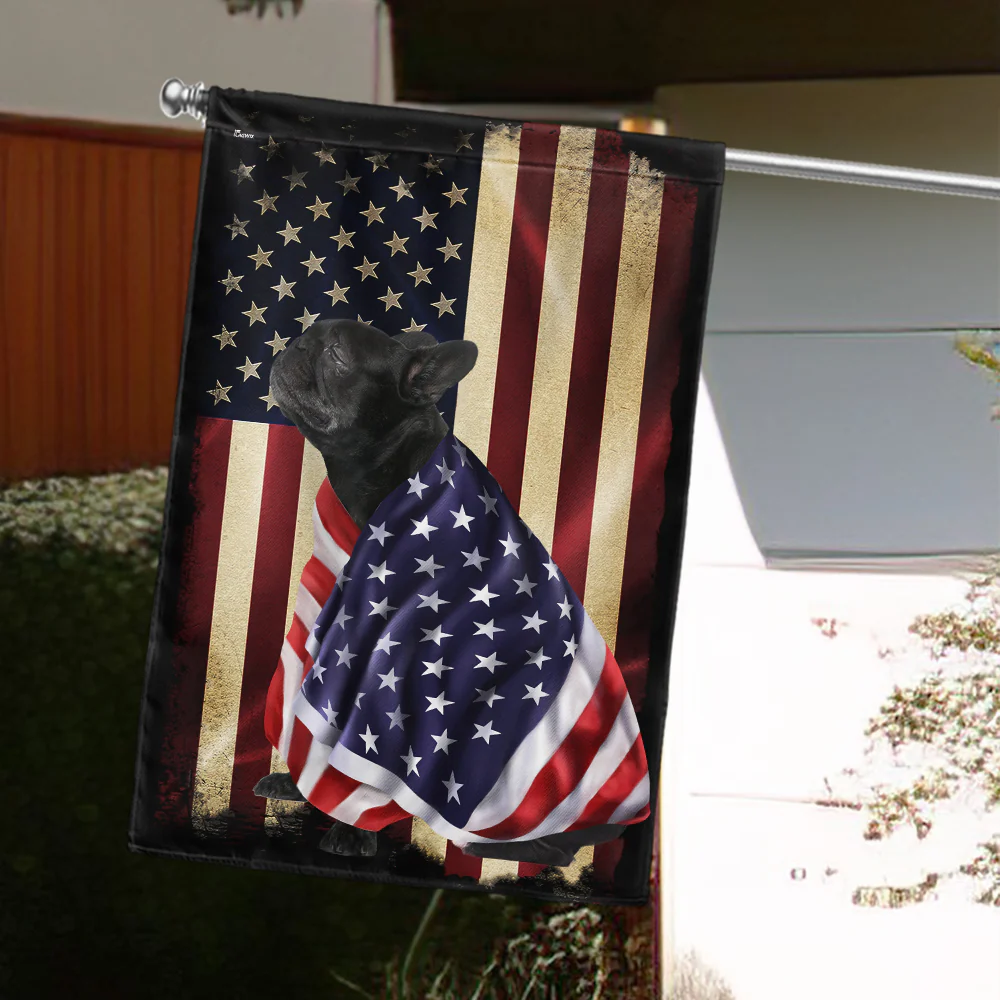 Bimipi American Flag - Patriotic Black French Bulldog American Flag