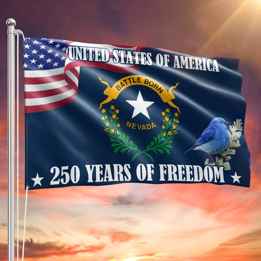 Nevada State Flag, 250 Years of Freedom Nevada State Grommet Flag