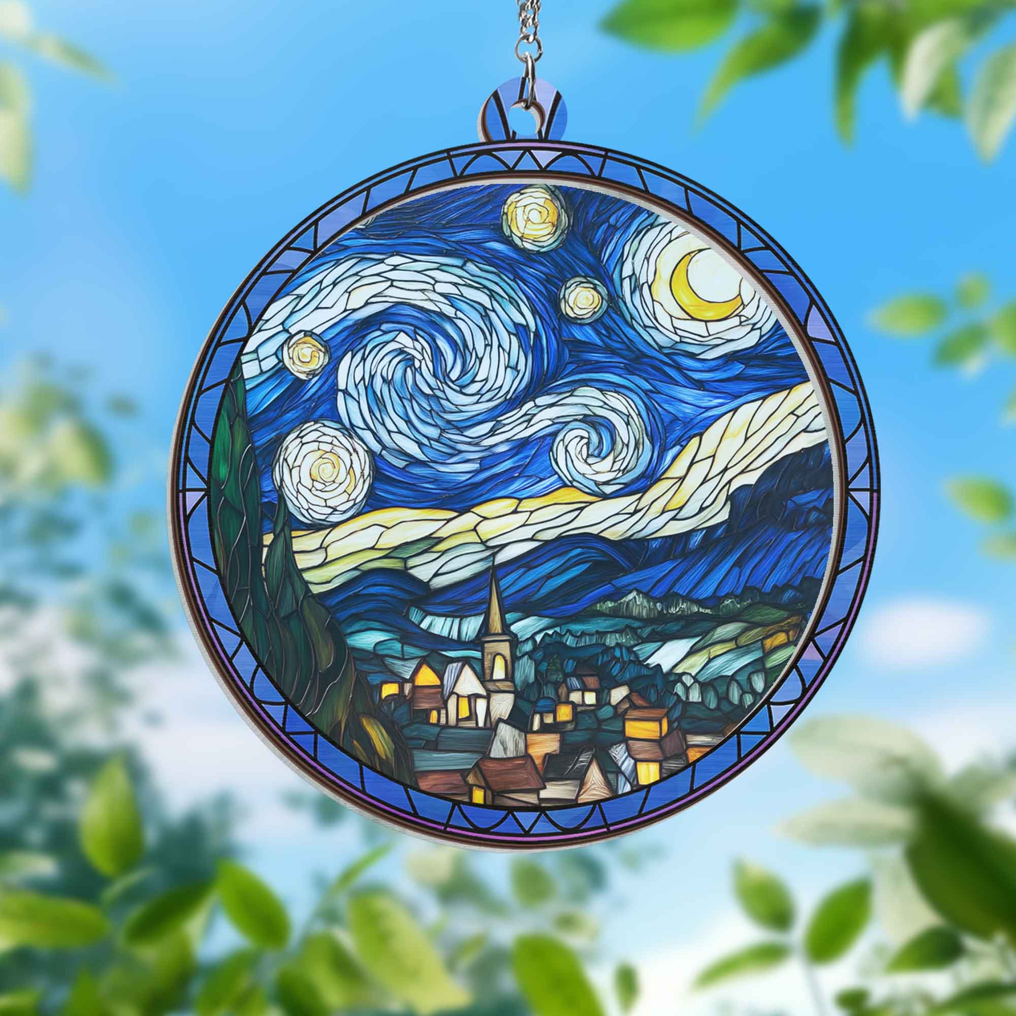Starry Night Van Gogh 2 Layered Hanging Suncatcher