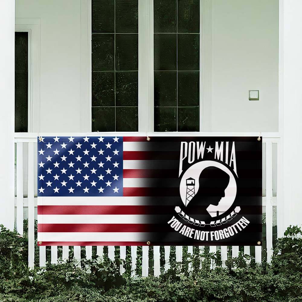 POW MIA Memorial Fence Banner – Patriotic Military Sign for Outdoor Decoration