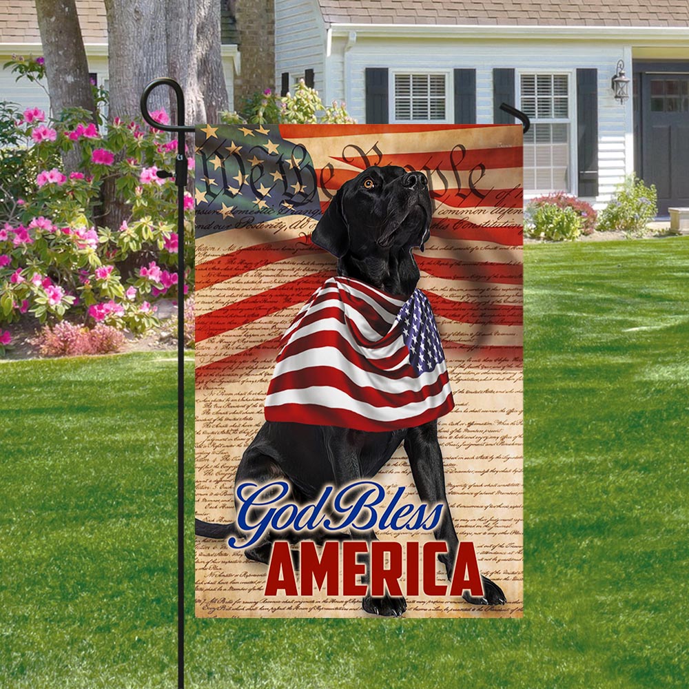 Bimipi American Flag - Patriotic Black Labrador Retriever Dog 4th Of july God Bless America Flag