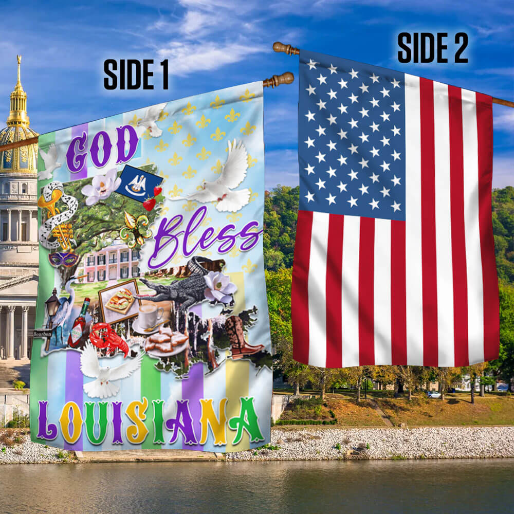 Louisiana Flag God Bless Louisiana Two-Sided Flag