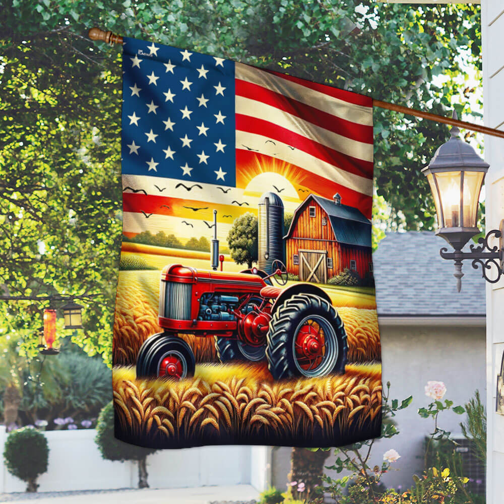 Tractor 4th of july So God Made a Farmer American Flag
