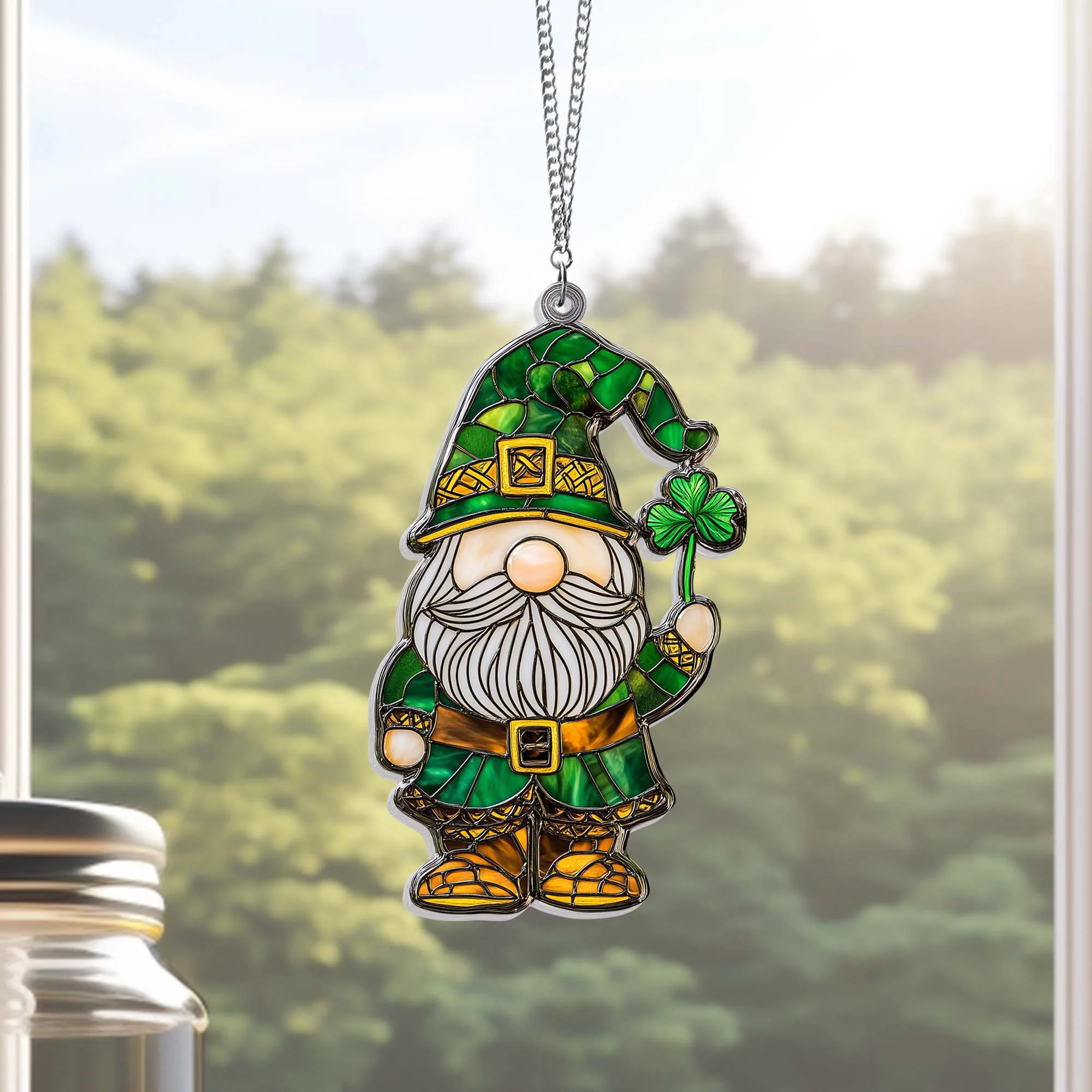 Irish Decor Saint Patrick's Day Gnome Suncatcher Acrylic Hanging