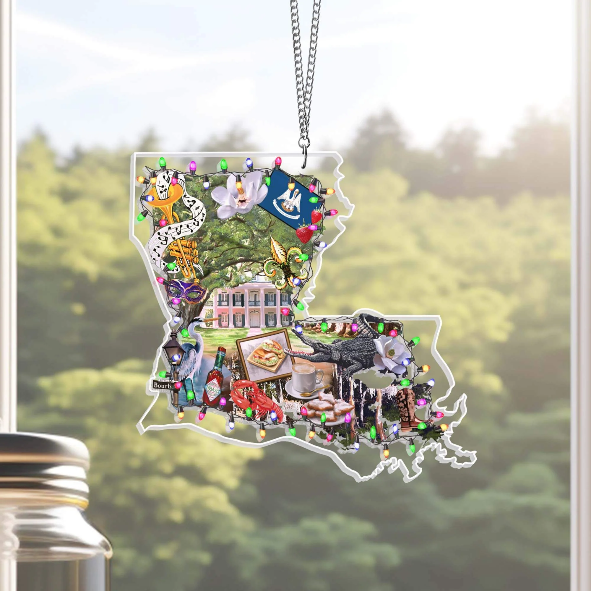 Merry Christmas Louisiana Suncatcher Acrylic Hanging