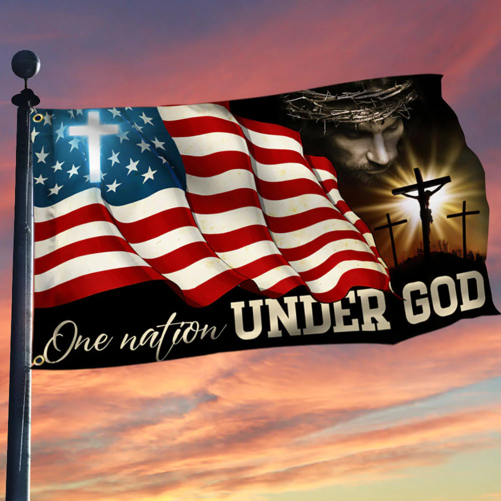 Bimipi American Flag - One Nation Under God, Jesus Christian Patriotic American Grommet Flag