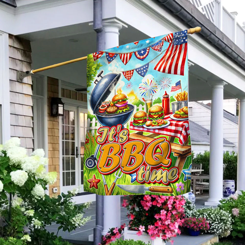 Bimipi American Flag - Happy 4th of july It's BBQ Time, BBQ Summer Flag