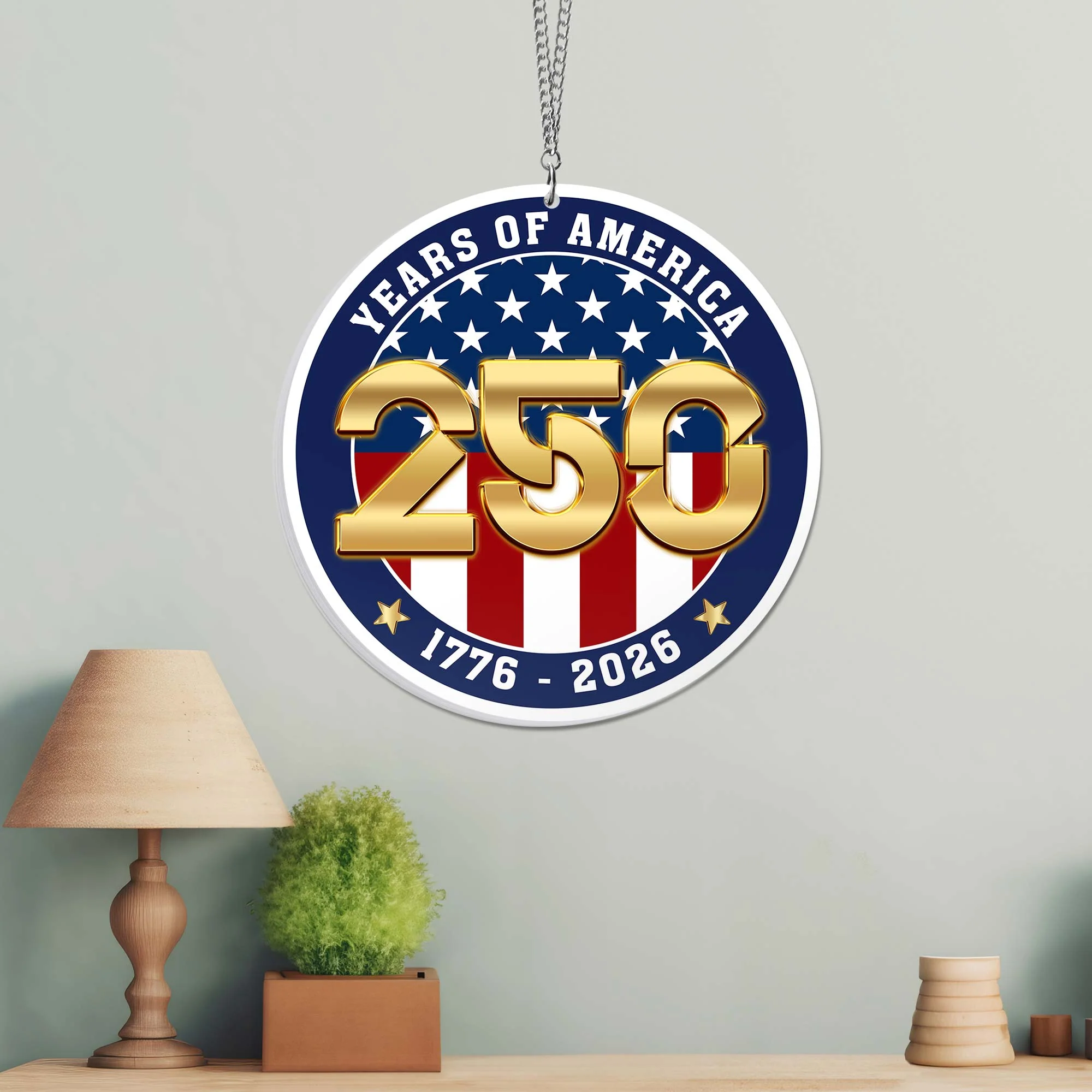 250 Years of Freedom American Flag 1776 2026 Window Hanging Decor