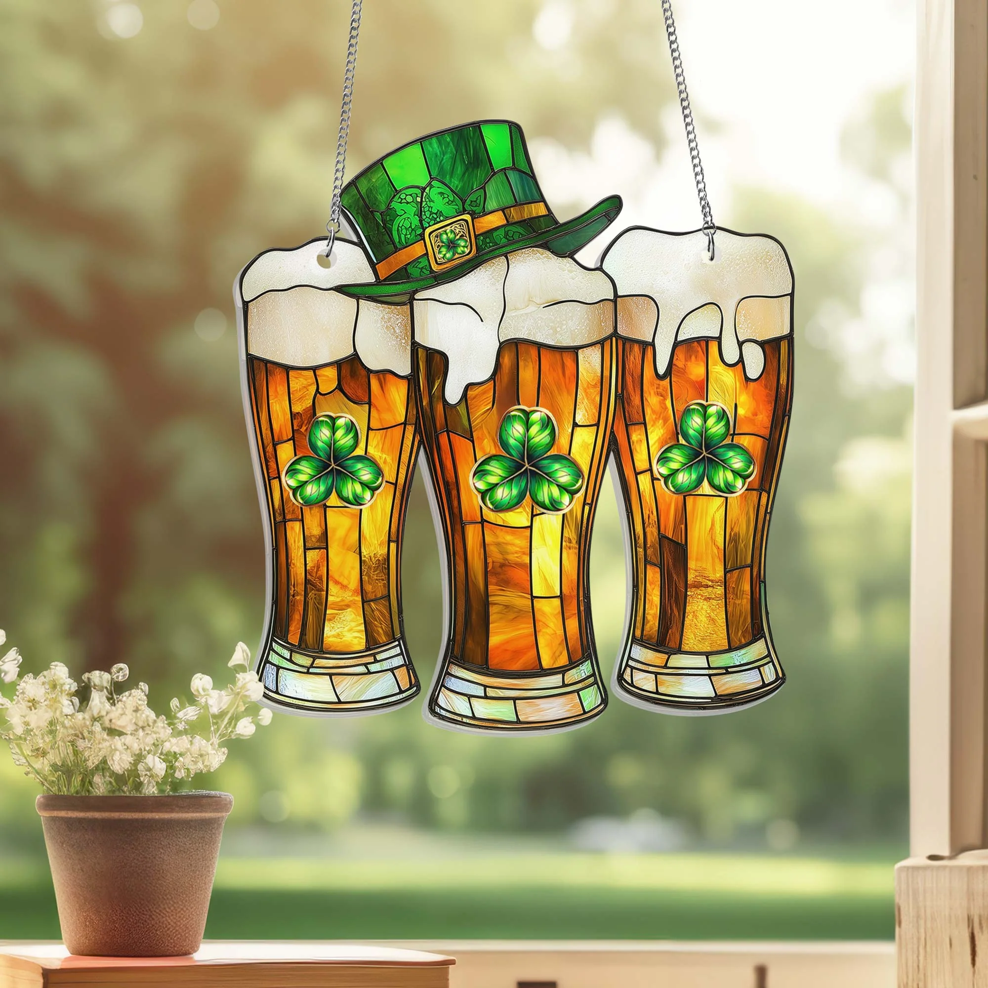 Irish Decor Saint Patrick's Day Irish Beer Suncatcher Acrylic Hanging