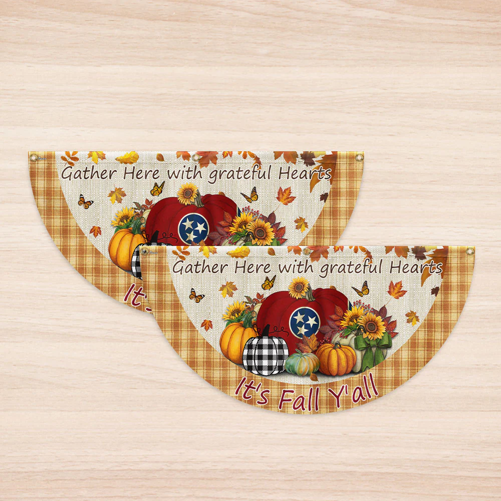 Fall Tennessee Flag It's Fall Y'all Halloween Pumpkin Thanksgiving Non-Pleated Fan Flag TPT2188FLv1