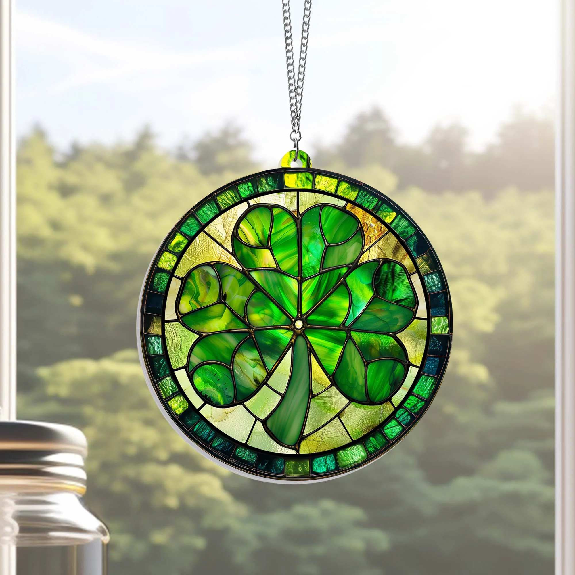 Shamrock St. Patrick's Day Suncatcher Acrylic Hanging Sign