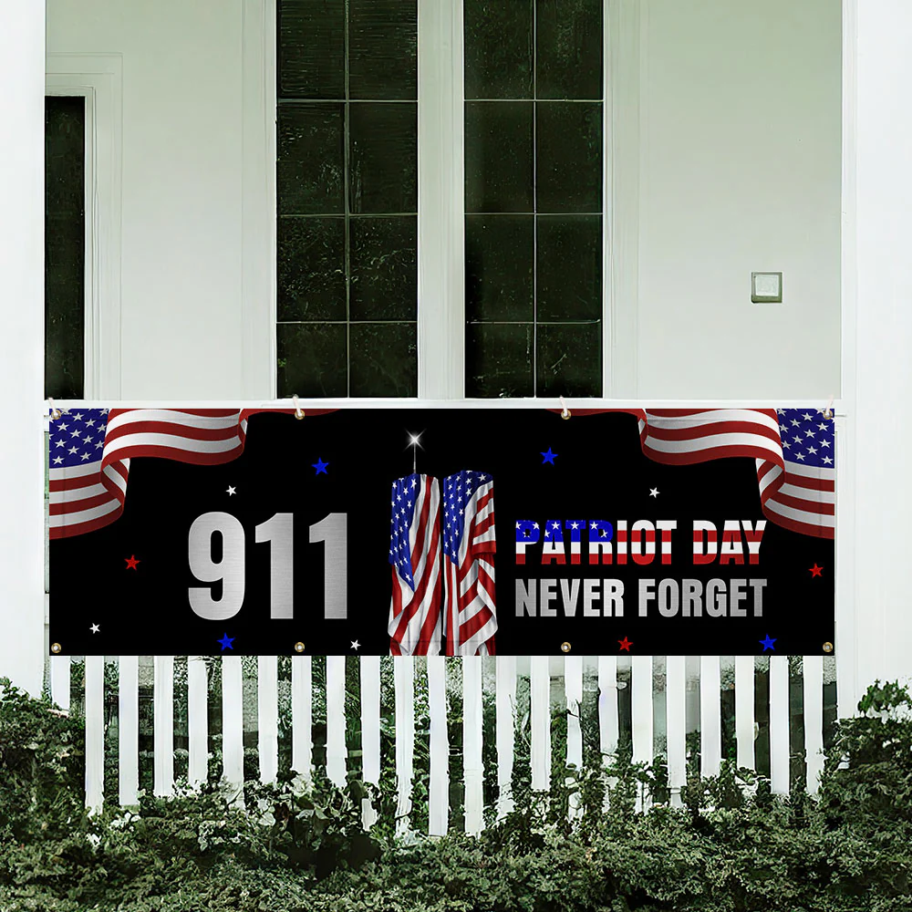 Patriot Day 911 Never Forget Fence Banner