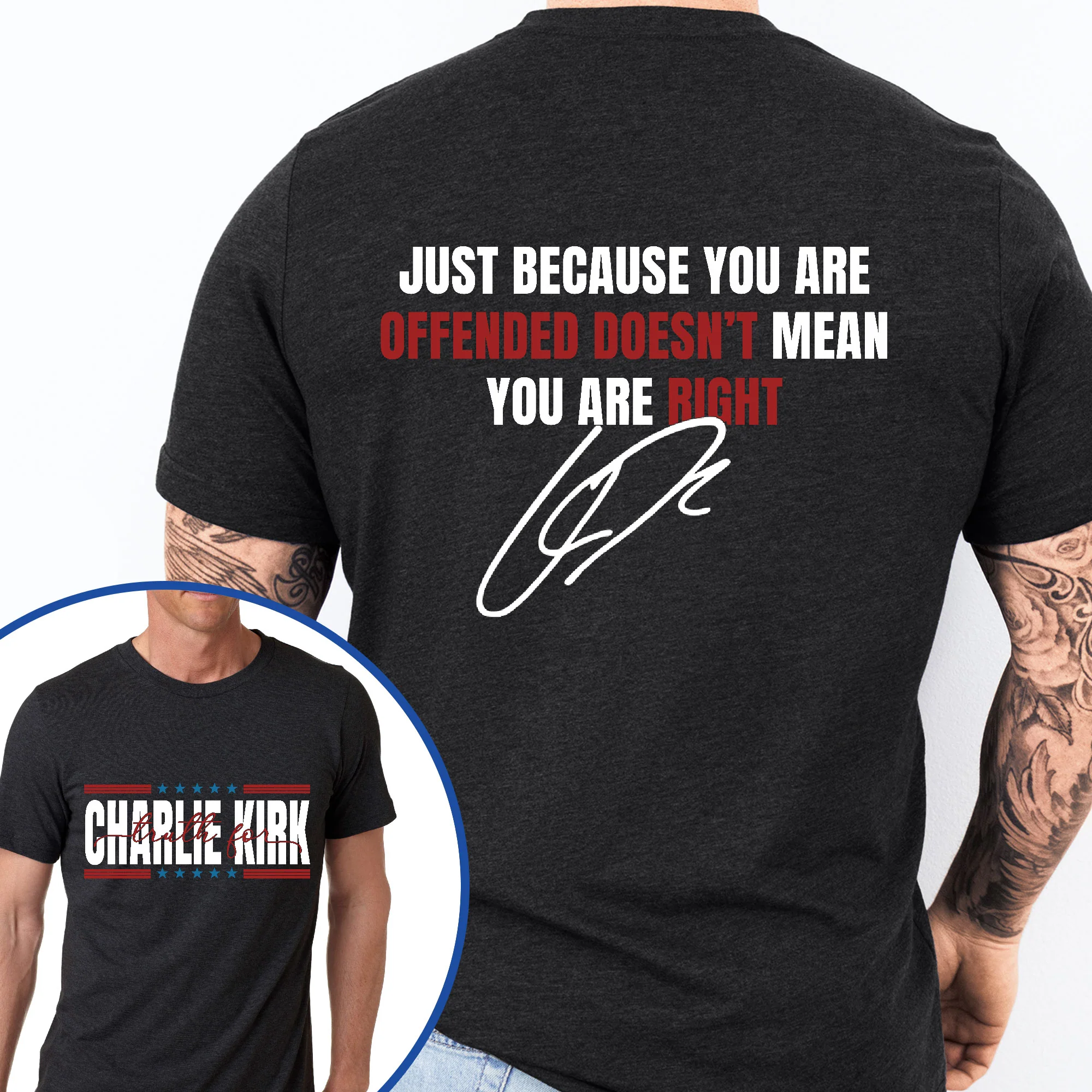 Charlie Kirk Shirt Patriotic Graphic Tee T-Shirt for Men