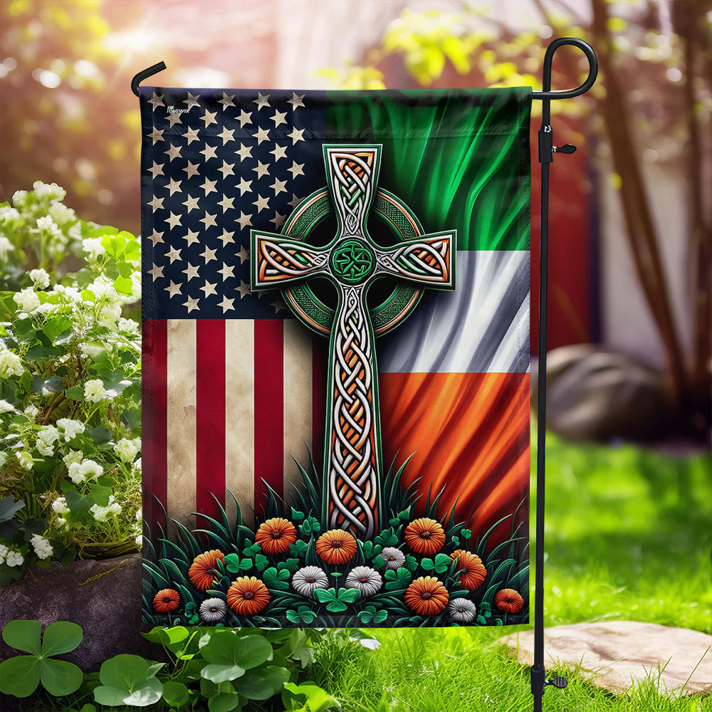 Bimipi Irish Celtic Knot Cross Ireland American Flag