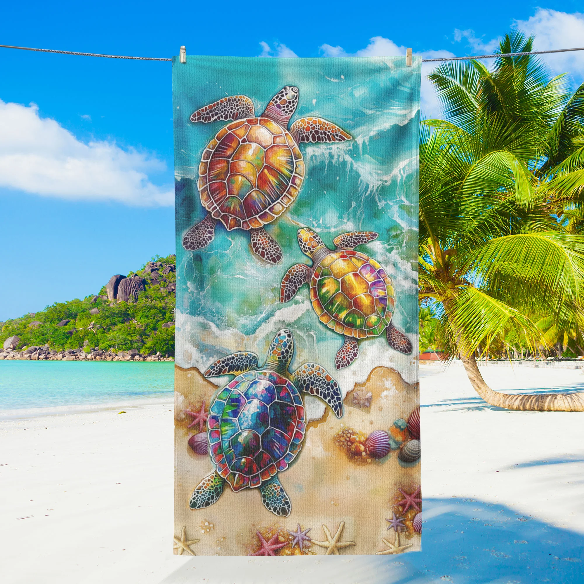 Beach Towel with Sea Turtle