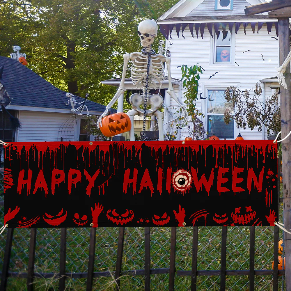 Happy Halloween Spooky Fence Banner