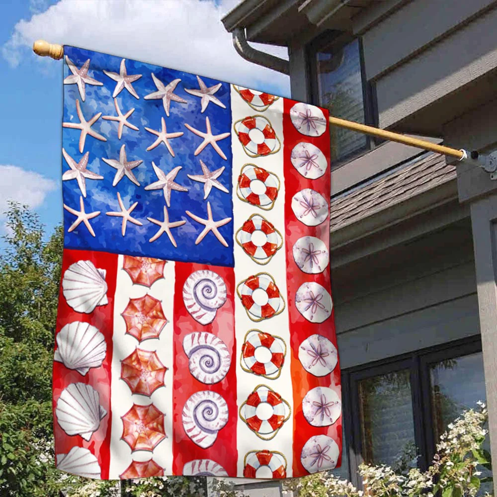 Patriotic Summer Beach Starfish American Flag