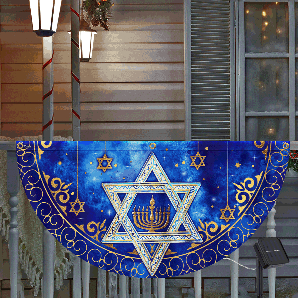 Lighting Hanukkah Solar Led Fan Flag, Jewish Star of Him