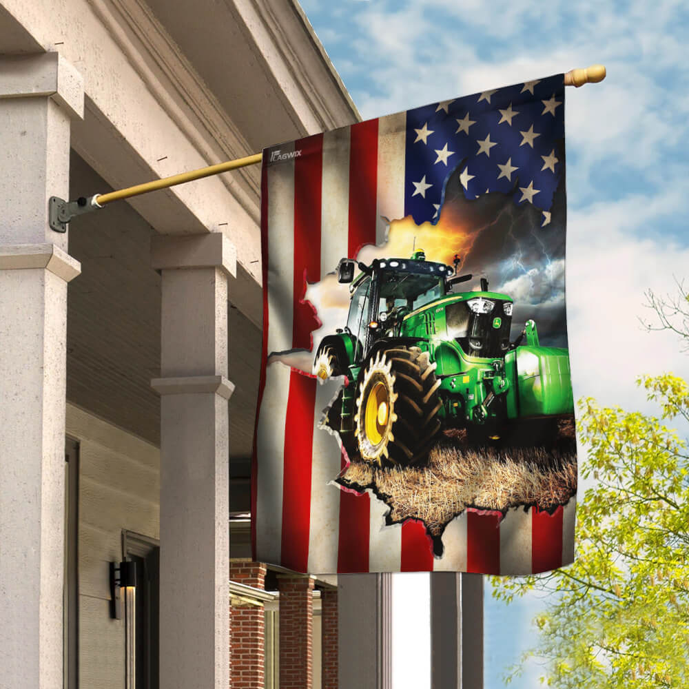 Tractor Farmer American Flag 3-Day Shipping